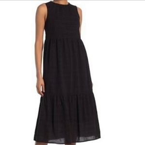 SPIRIT OF GRACE BLACK PLAID TIERED MAXI DRESS